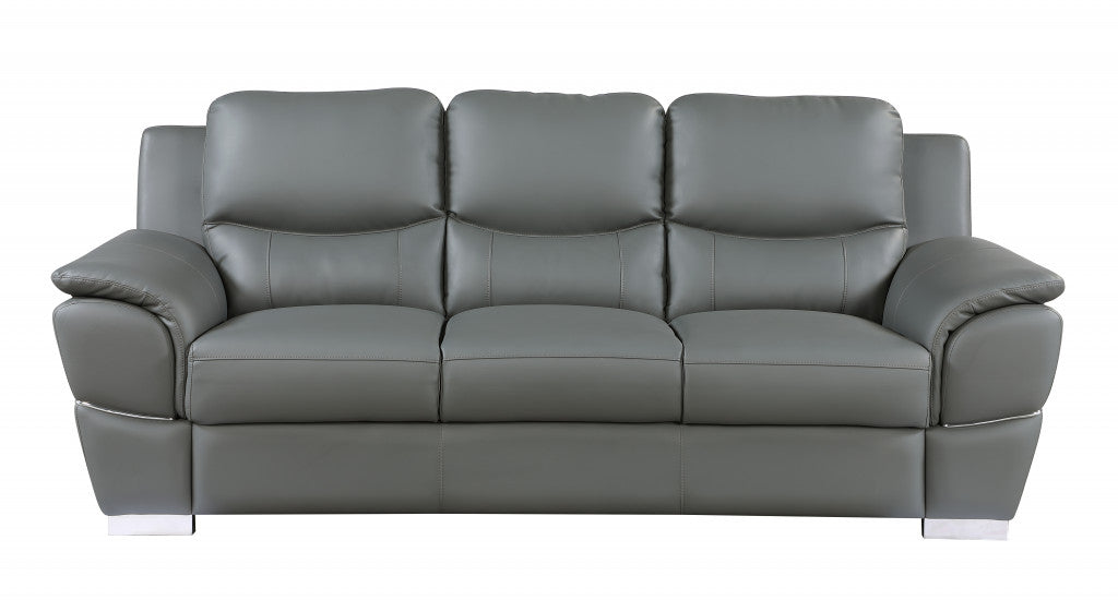 69'" X 34'" X 35'" Modern Gray Leather Sofa And Loveseat By Homeroots | Sofa Set | Modishstore - 2