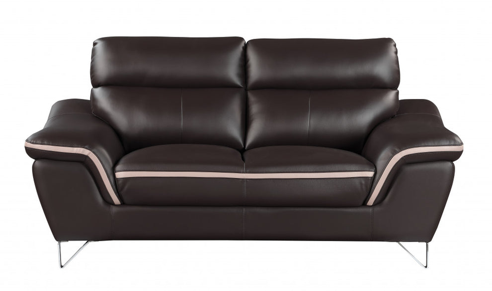 69'" X 36" X 40'" Modern Brown Leather Sofa And Loveseat By Homeroots | Sofa Set | Modishstore - 2