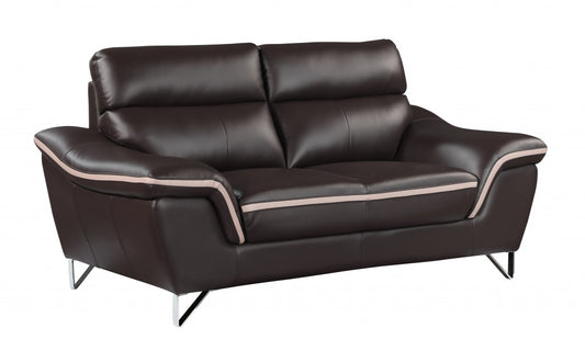 69'" X 36"  X 40'" Modern Brown Leather Sofa And Loveseat By Homeroots