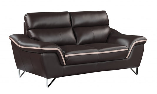 69'" X 36" X 40'" Modern Brown Leather Sofa And Loveseat By Homeroots | Sofa Set | Modishstore