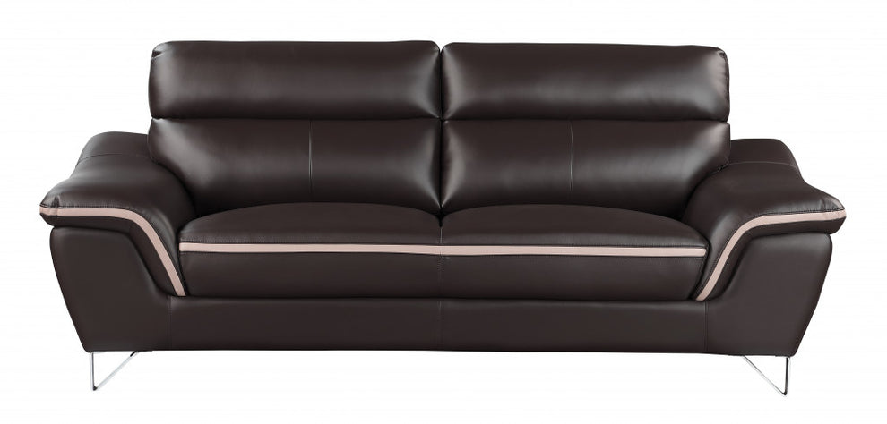 69'" X 36" X 40'" Modern Brown Leather Sofa And Loveseat By Homeroots | Sofa Set | Modishstore - 3