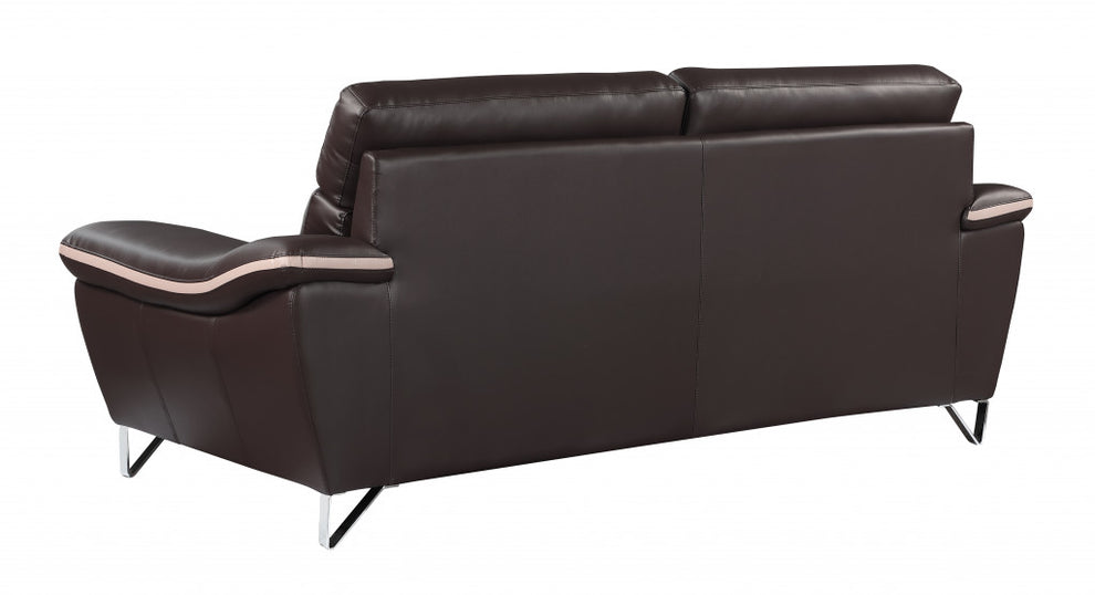 69'" X 36" X 40'" Modern Brown Leather Sofa And Loveseat By Homeroots | Sofa Set | Modishstore - 4