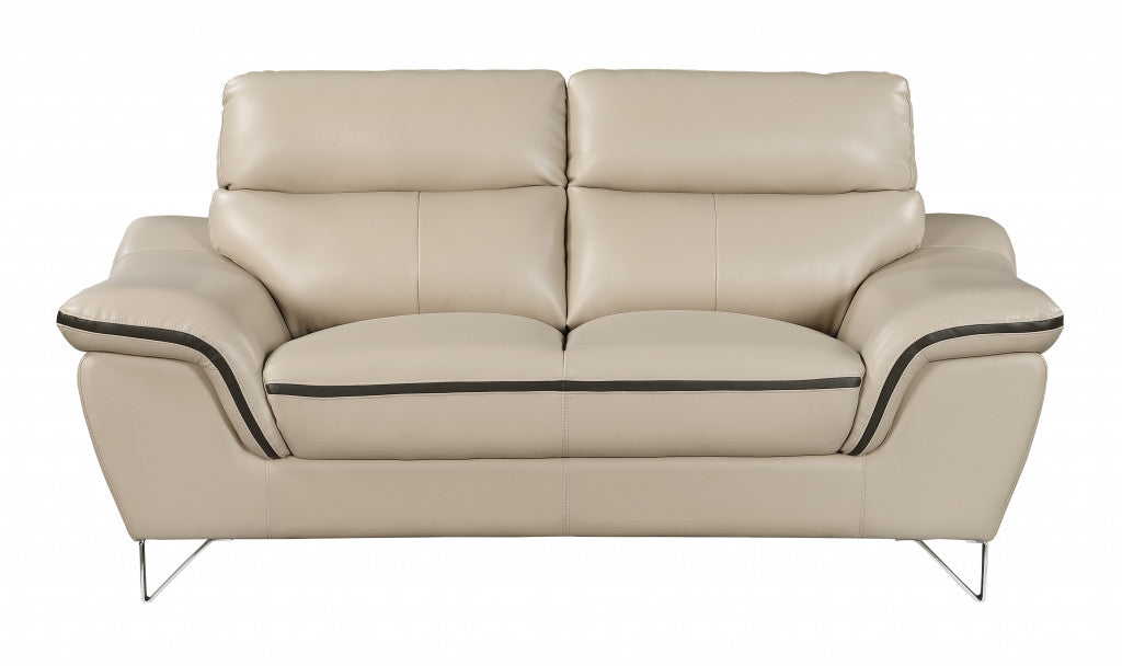 69'" X 36'"  X 40'" Modern Beige Leather Sofa And Loveseat By Homeroots