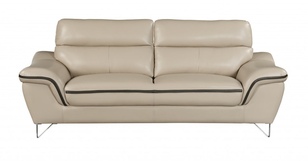 69'" X 36'" X 40'" Modern Beige Leather Sofa And Loveseat By Homeroots | Sofa Set | Modishstore - 3