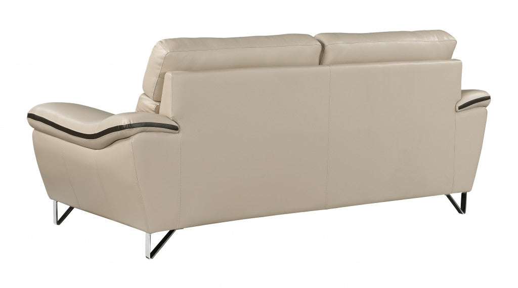 69'" X 36'"  X 40'" Modern Beige Leather Sofa And Loveseat By Homeroots