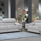 Modern Light Gray Leather Sofa And Loveseat By Homeroots | Sofa Set | Modishstore