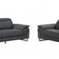 Modern Dark Gray Leather Sofa And Loveseat By Homeroots - 343866 | Sofa Set | Modishstore