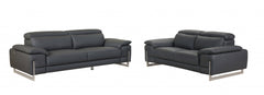 Modern Dark Gray Leather Sofa And Loveseat By Homeroots - 343866
