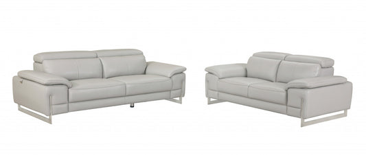 71'" X 42'" X 31'" Modern Light Gray Leather Sofa And Loveseat By Homeroots | Sofa Set | Modishstore