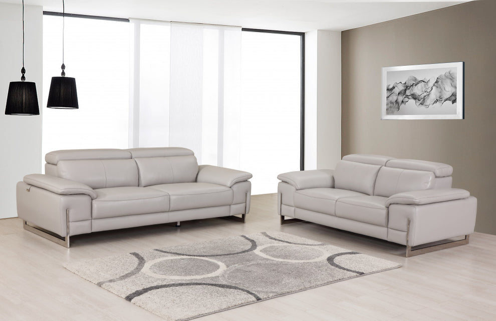 71'" X 42'" X 31'" Modern Light Gray Leather Sofa And Loveseat By Homeroots | Sofa Set | Modishstore - 6