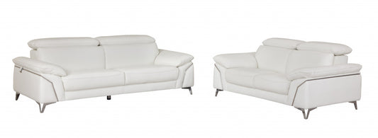 Modern White Leather Sofa And Loveseat By Homeroots - 343868 | Sofa Set | Modishstore