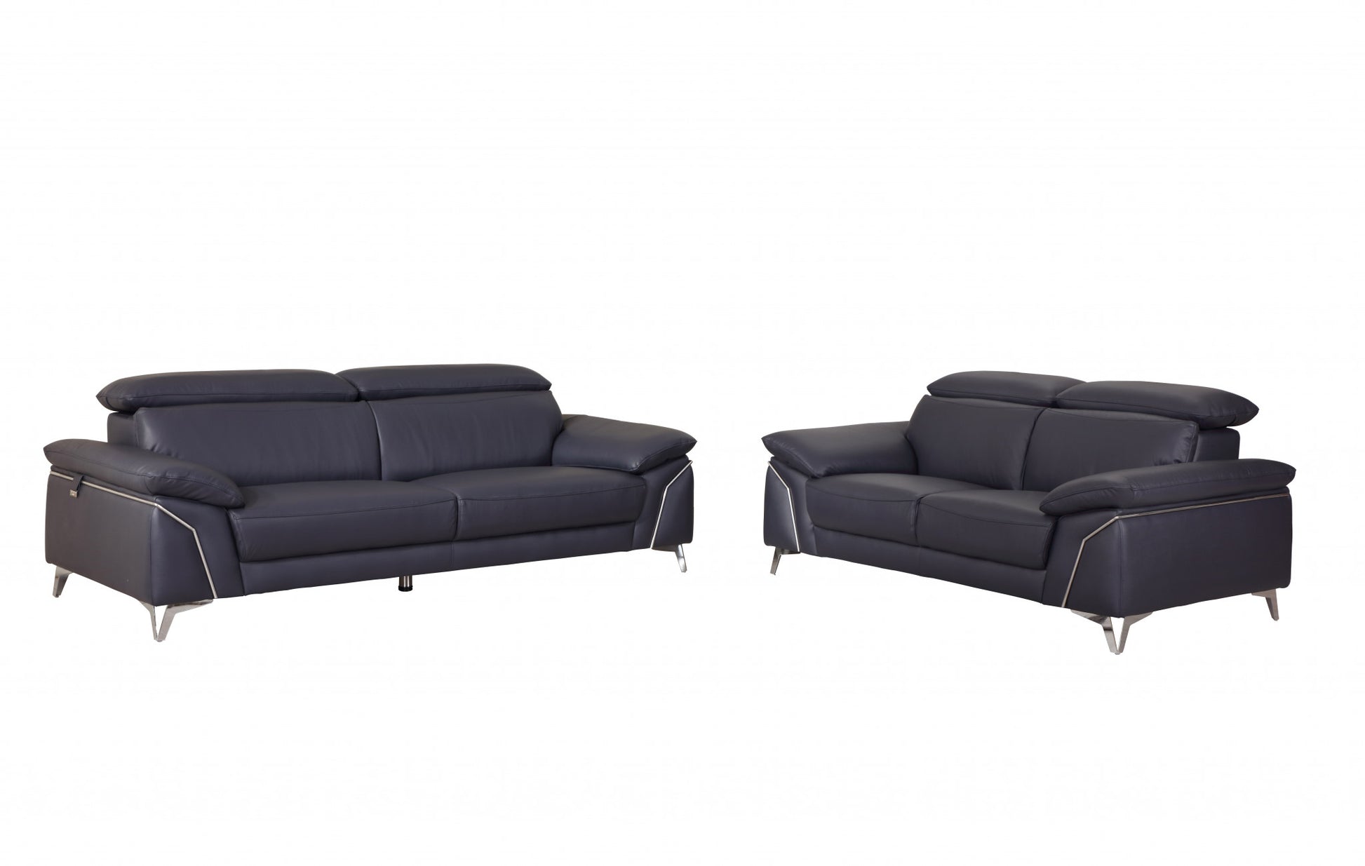 68'" X 41'" X 39'" Modern Navy Leather Sofa And Loveseat By Homeroots | Sofa Set | Modishstore - 5
