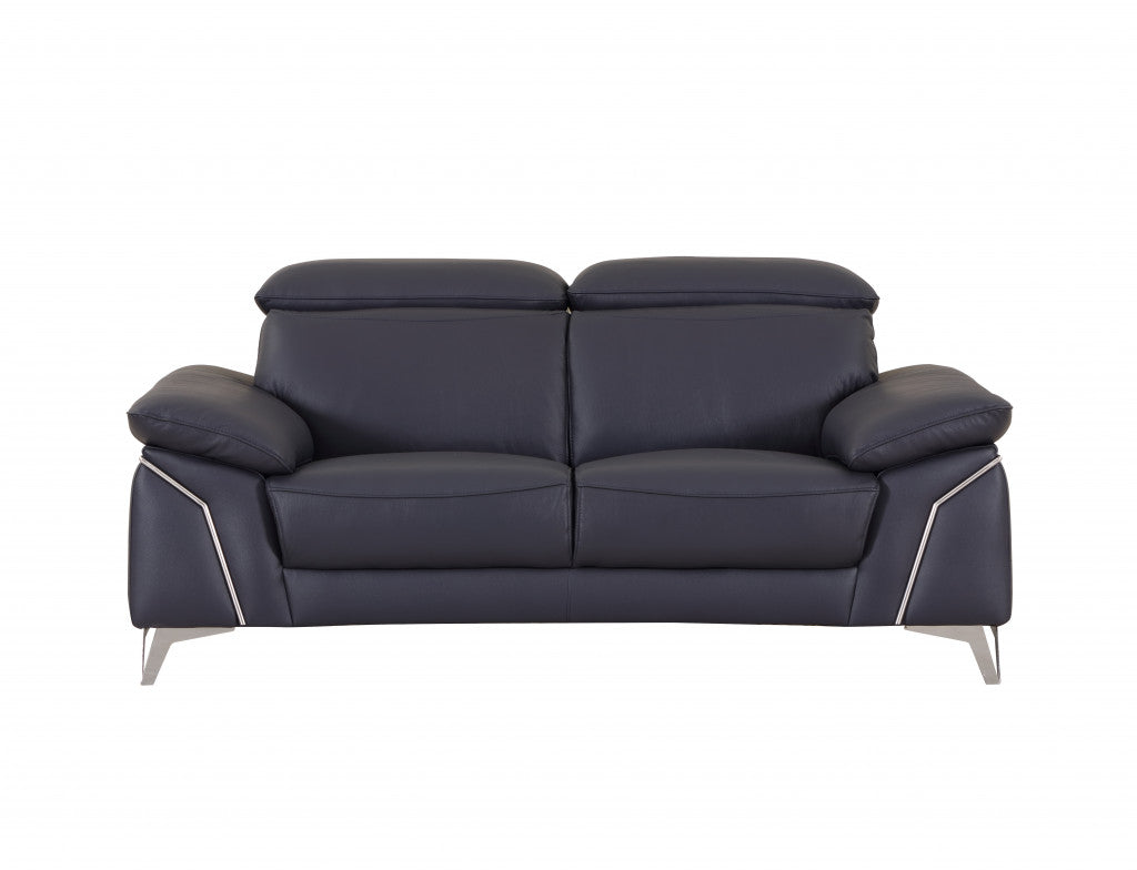 68'" X 41'" X 39'" Modern Navy Leather Sofa And Loveseat By Homeroots | Sofa Set | Modishstore