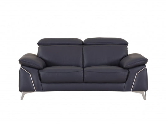 68'" X 41'" X 39'" Modern Navy Leather Sofa And Loveseat By Homeroots | Sofa Set | Modishstore