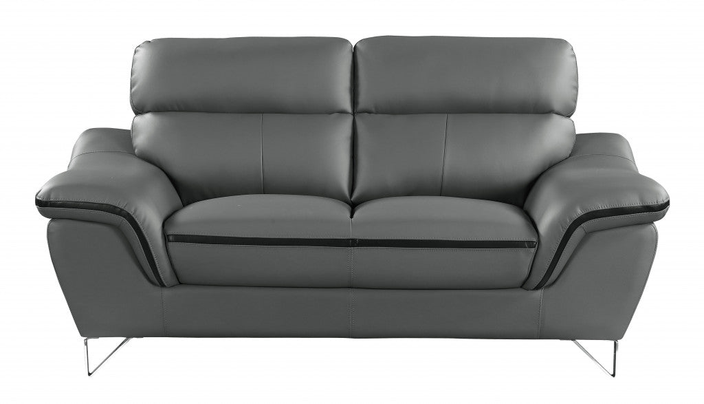 Modern Gray Leather Sofa And Loveseat By Homeroots - 343870 | Loveseats | Modishstore - 4