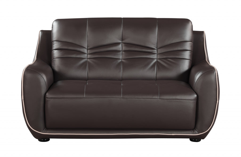 Modern Brown Leather Sofa And Loveseat By Homeroots - 343871 | Sofa Set | Modishstore - 3
