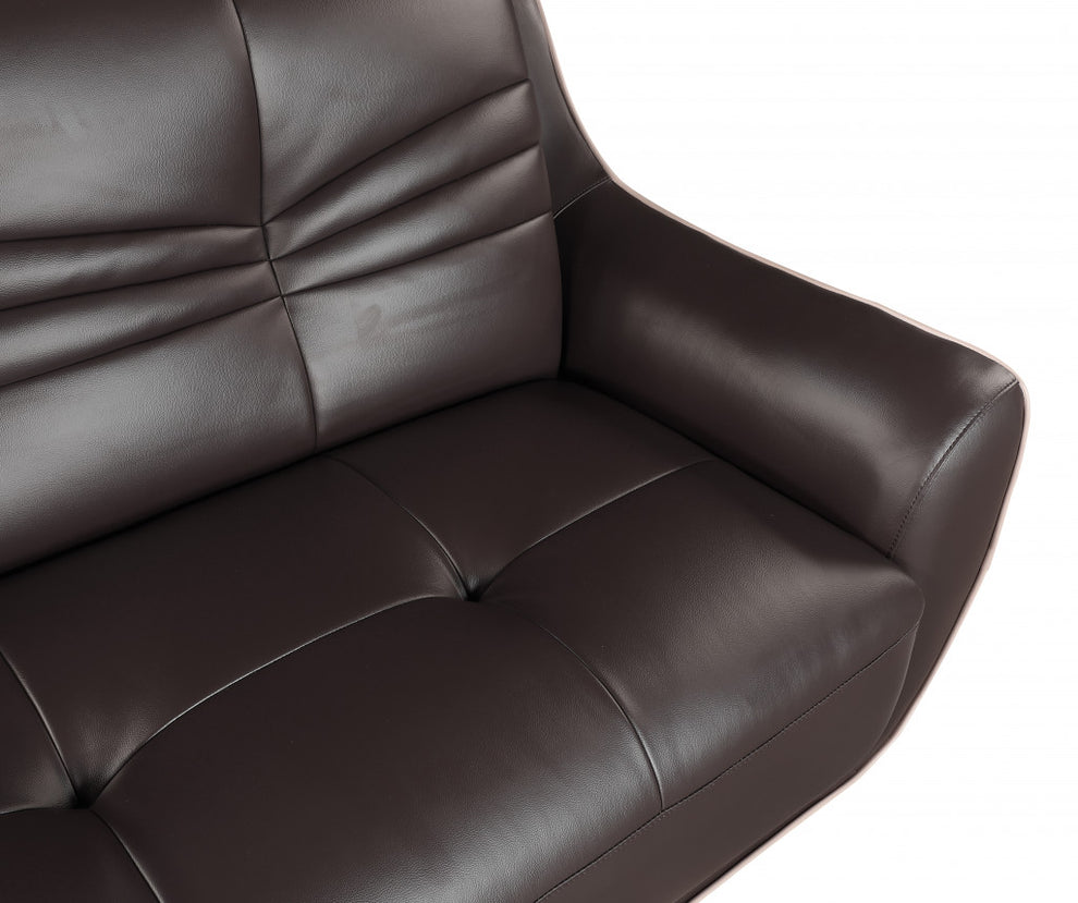 Modern Brown Leather Sofa And Loveseat By Homeroots - 343871 | Sofa Set | Modishstore - 5