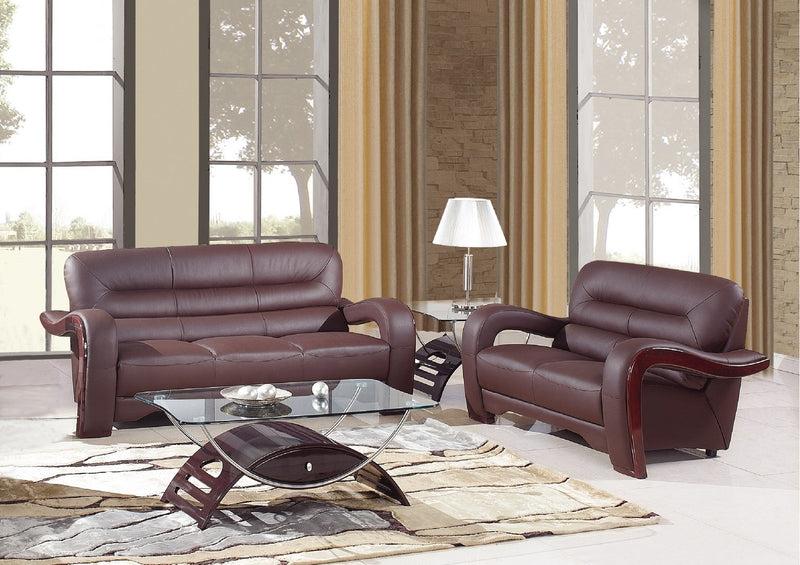 Modern Brown Leather Sofa And Loveseat By Homeroots - 343873 | Sofa Set | Modishstore