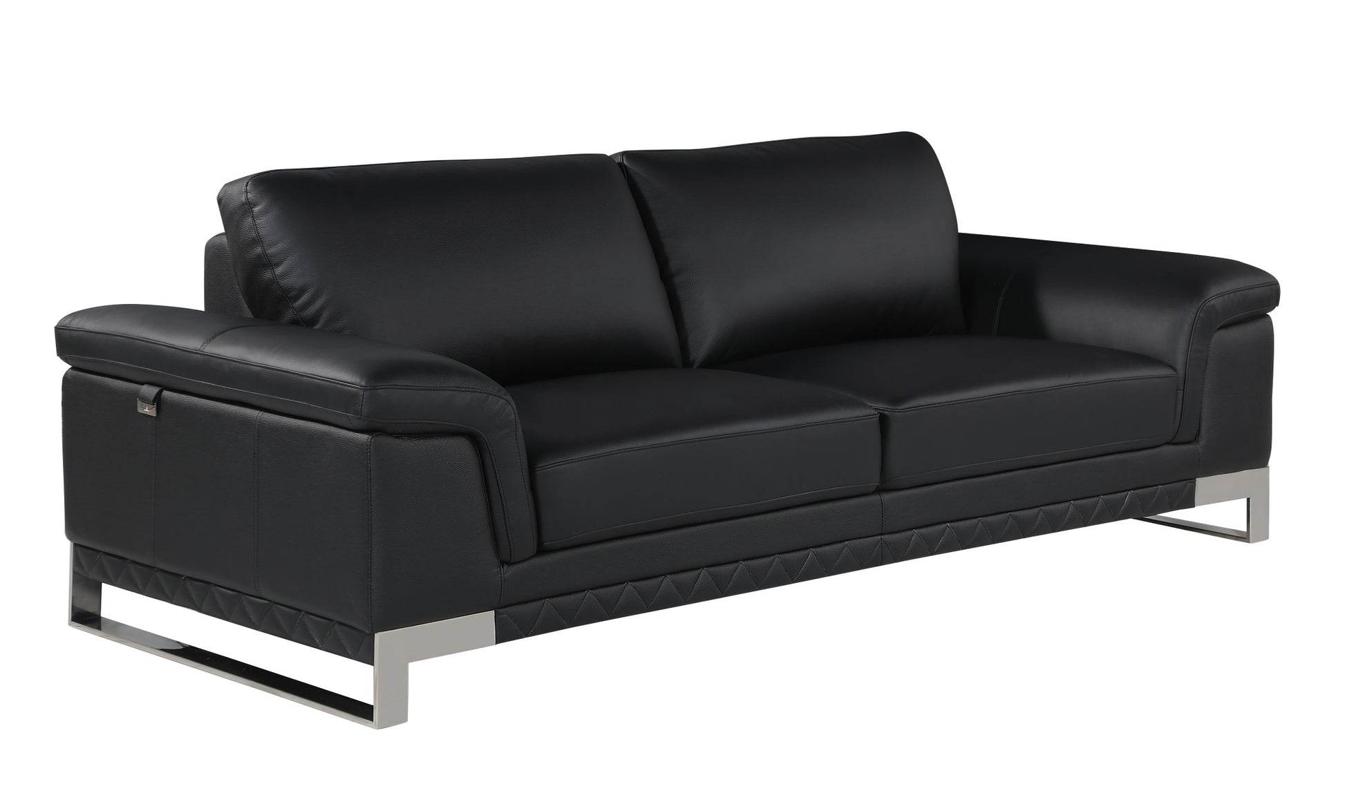 73'" X 39'" X 32'" Modern Black Leather Sofa And Loveseat By Homeroots | Sofa Set | Modishstore - 2