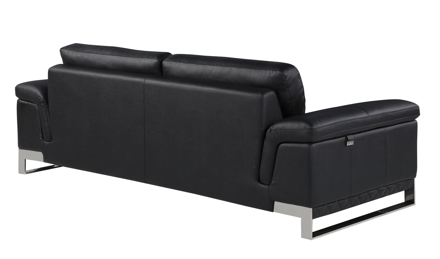 73'" X 39'" X 32'" Modern Black Leather Sofa And Loveseat By Homeroots | Sofa Set | Modishstore - 4