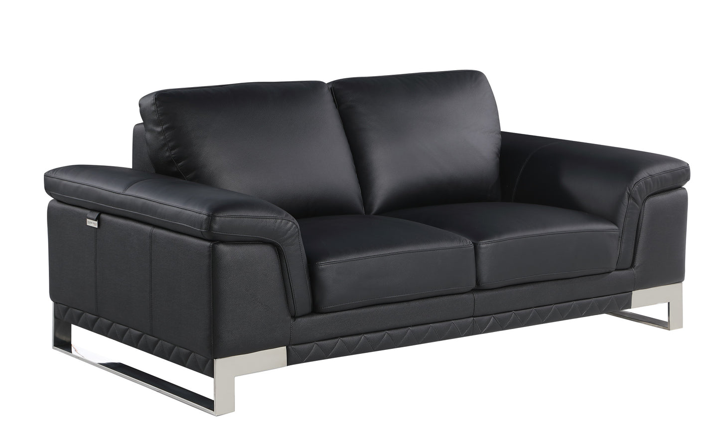 73'" X 39'" X 32'" Modern Black Leather Sofa And Loveseat By Homeroots | Sofa Set | Modishstore - 6