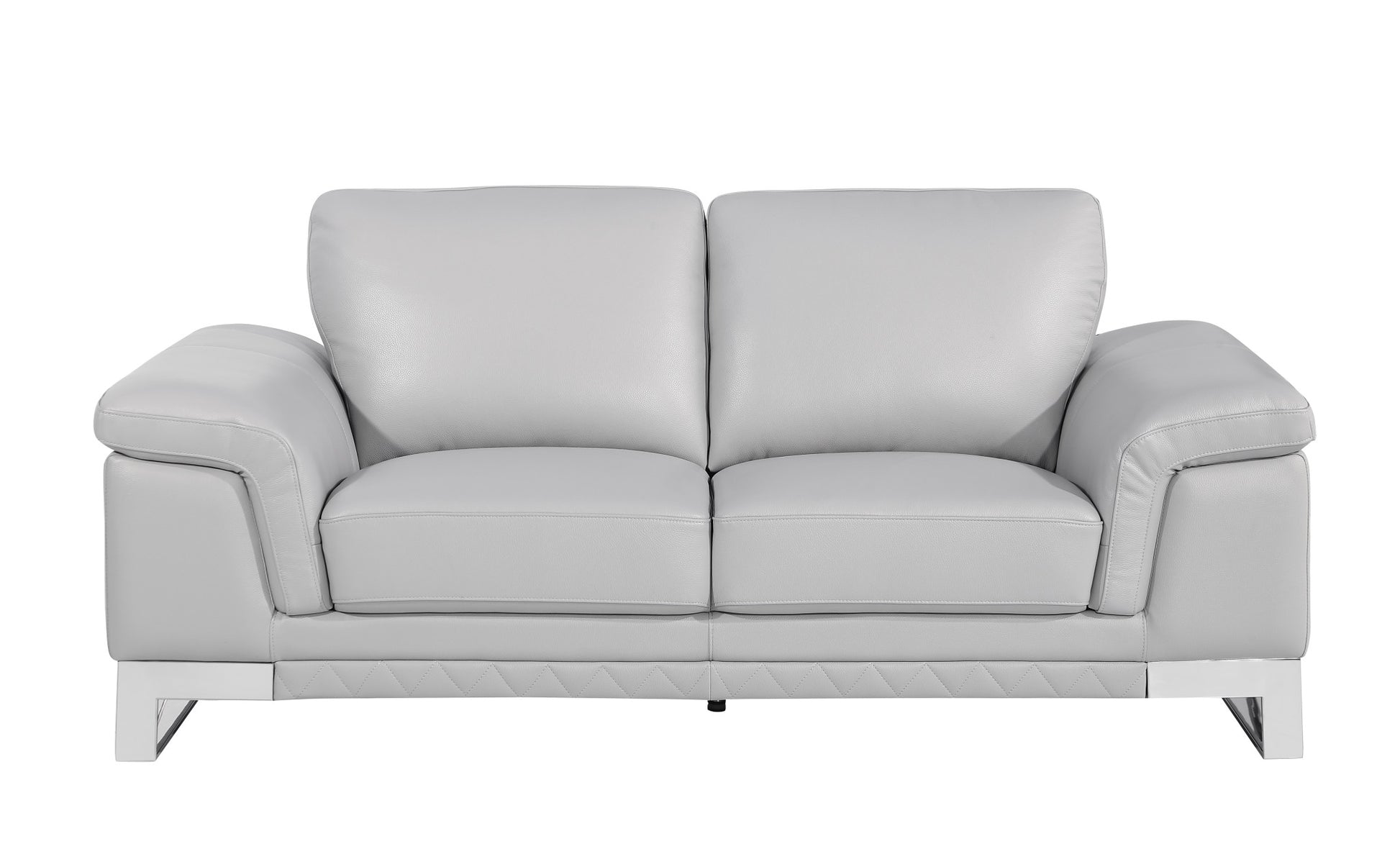 Set Of Modern Light Gray Leather Sofa And Loveseat By Homeroots | Sofa Set | Modishstore - 7