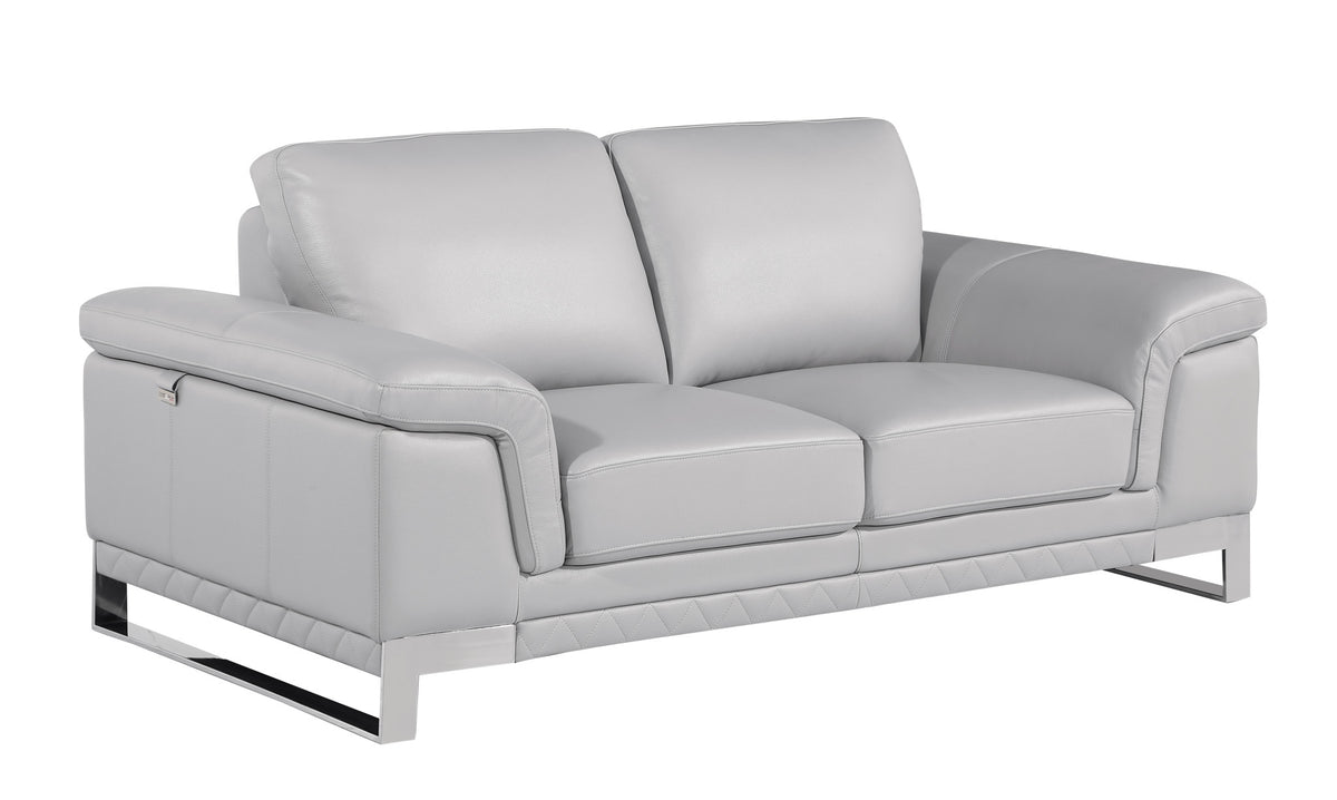 Set Of Modern Light Gray Leather Sofa And Loveseat By Homeroots | Sofa Set | Modishstore
