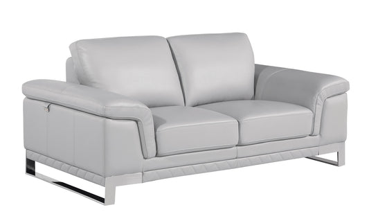 Set Of Modern Light Gray Leather Sofa And Loveseat By Homeroots