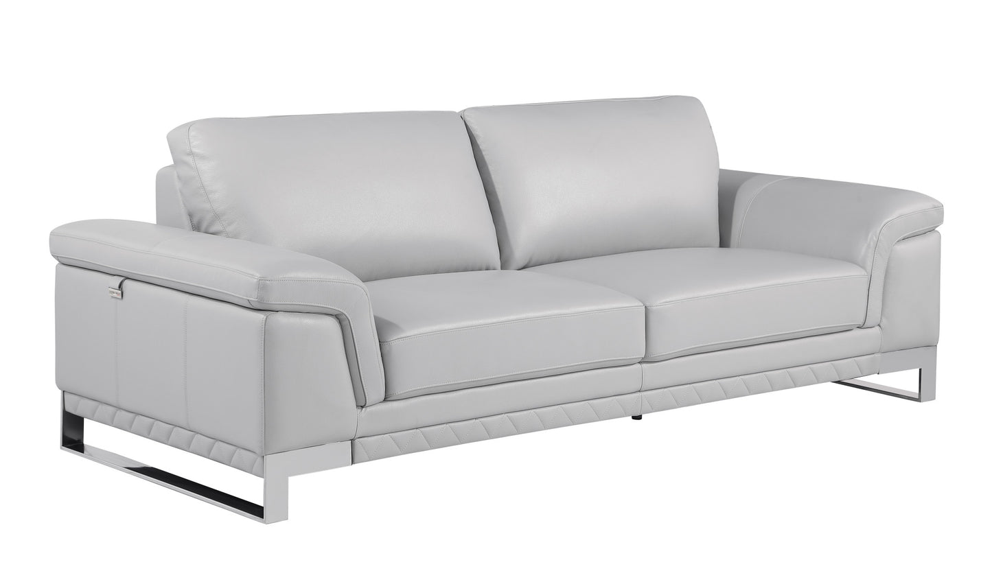 Set Of Modern Light Gray Leather Sofa And Loveseat By Homeroots | Sofa Set | Modishstore - 2