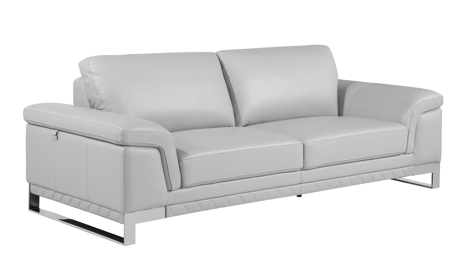 Set Of Modern Light Gray Leather Sofa And Loveseat By Homeroots | Sofa Set | Modishstore - 2