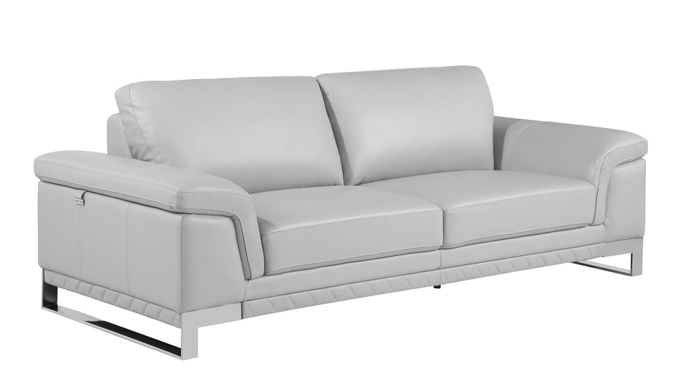 Set Of Modern Light Gray Leather Sofa And Loveseat By Homeroots | Sofa Set | Modishstore - 2