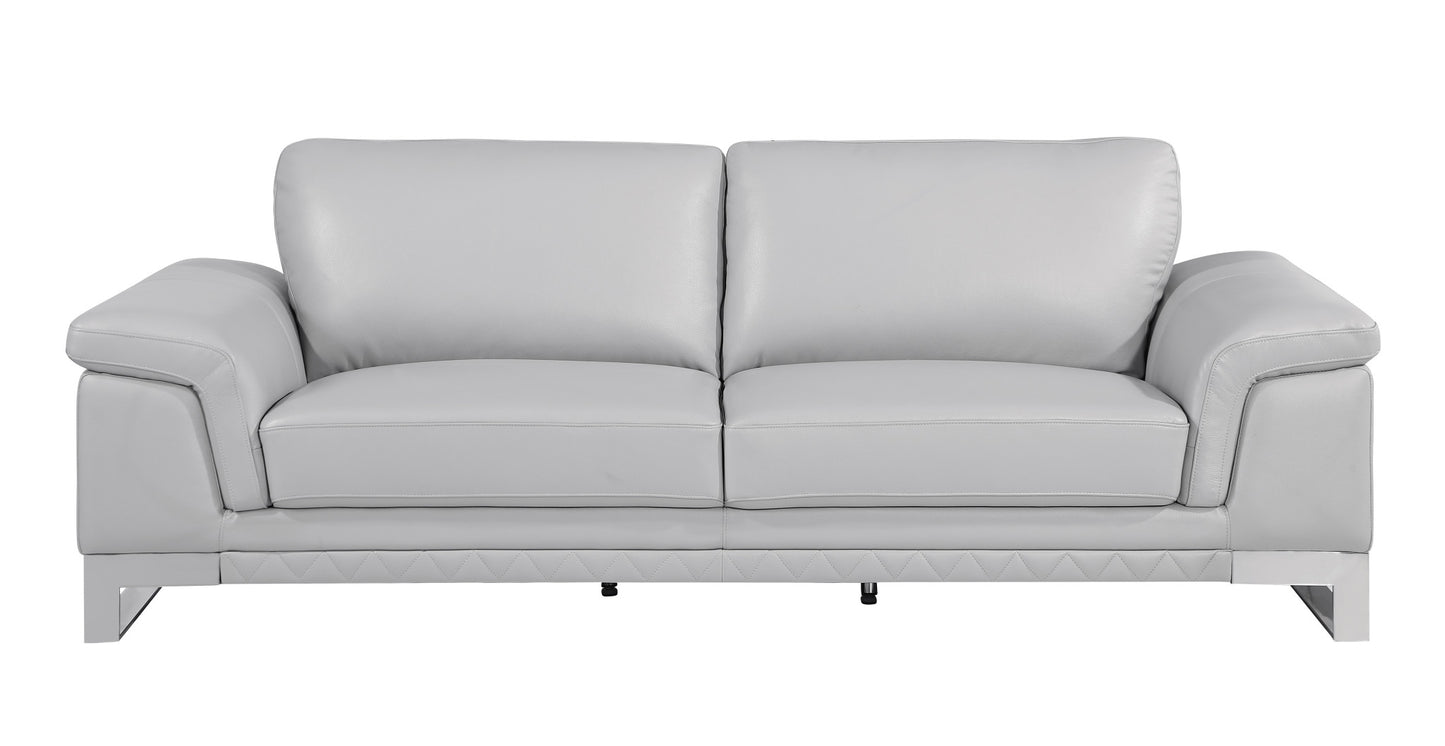 Set Of Modern Light Gray Leather Sofa And Loveseat By Homeroots | Sofa Set | Modishstore - 3