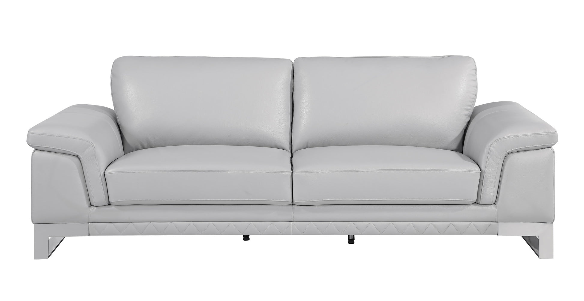 Set Of Modern Light Gray Leather Sofa And Loveseat By Homeroots | Sofa Set | Modishstore - 3