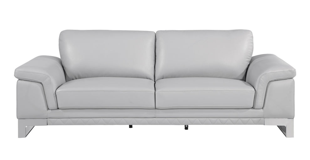 Set Of Modern Light Gray Leather Sofa And Loveseat By Homeroots | Sofa Set | Modishstore - 3