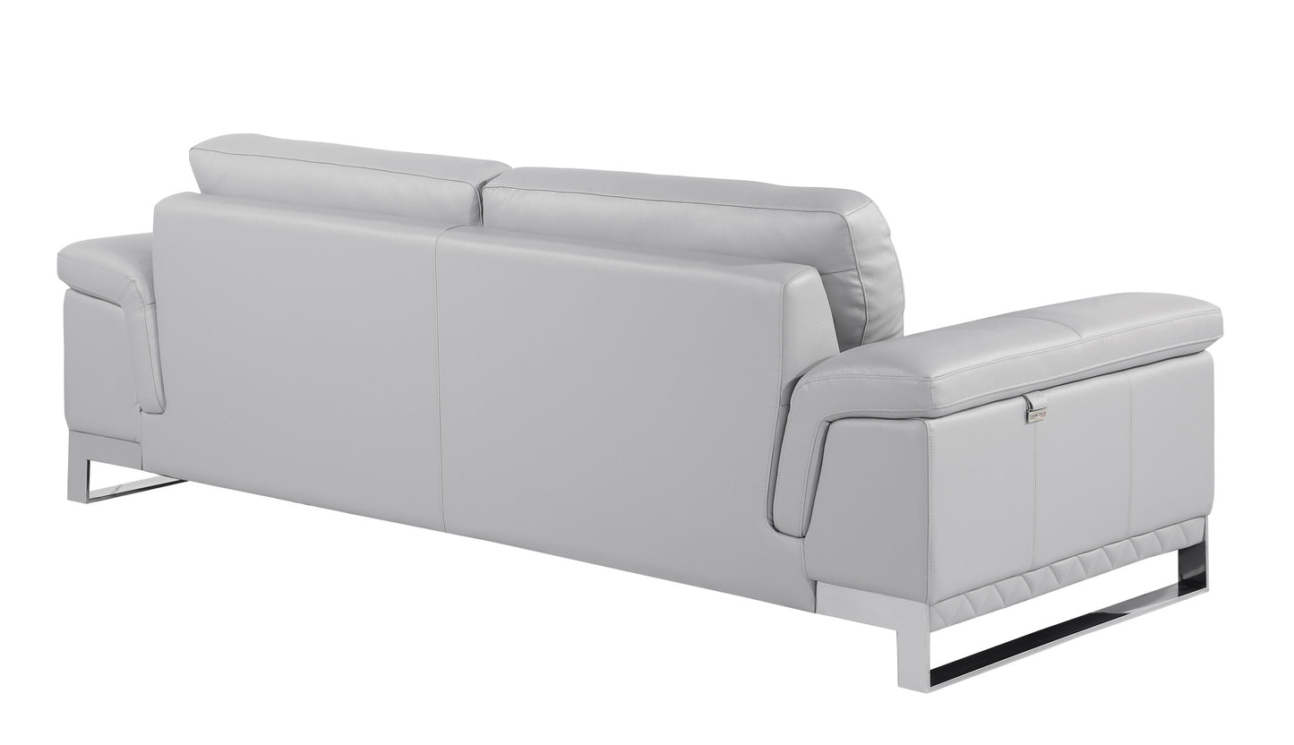Set Of Modern Light Gray Leather Sofa And Loveseat By Homeroots | Sofa Set | Modishstore - 4