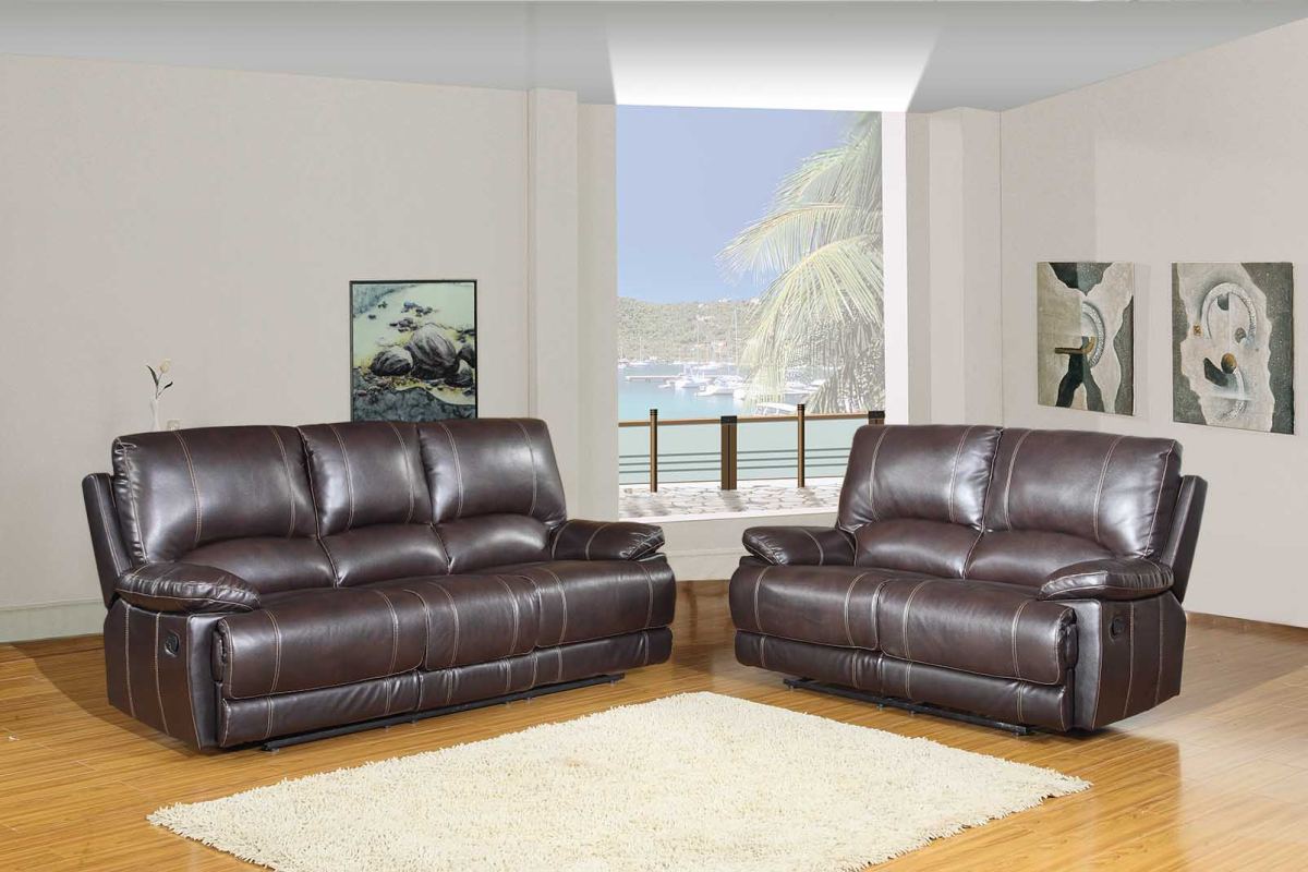 Modern Brown Leather Sofa And Loveseat By Homeroots - 343890 | Sofa Set | Modishstore