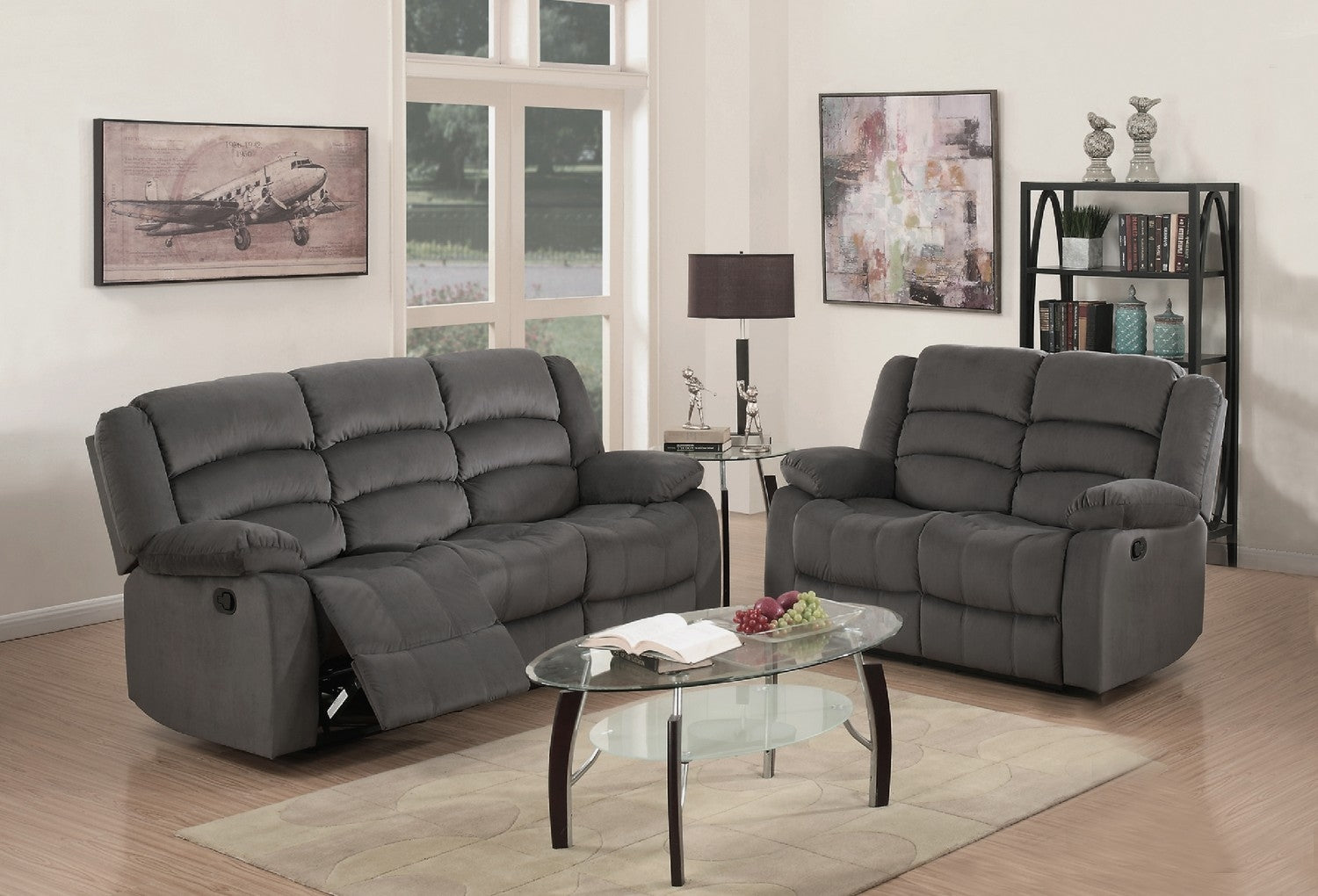 Modern Gray Leather Sofa And Loveseat By Homeroots - 343891 | Sofa Set | Modishstore