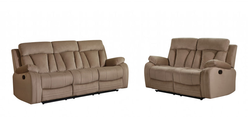 Modern Beige Leather Sofa And Loveseat By Homeroots - 343893 | Sofa Set | Modishstore
