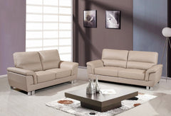Modern Beige Leather Sofa And Loveseat By Homeroots - 343895