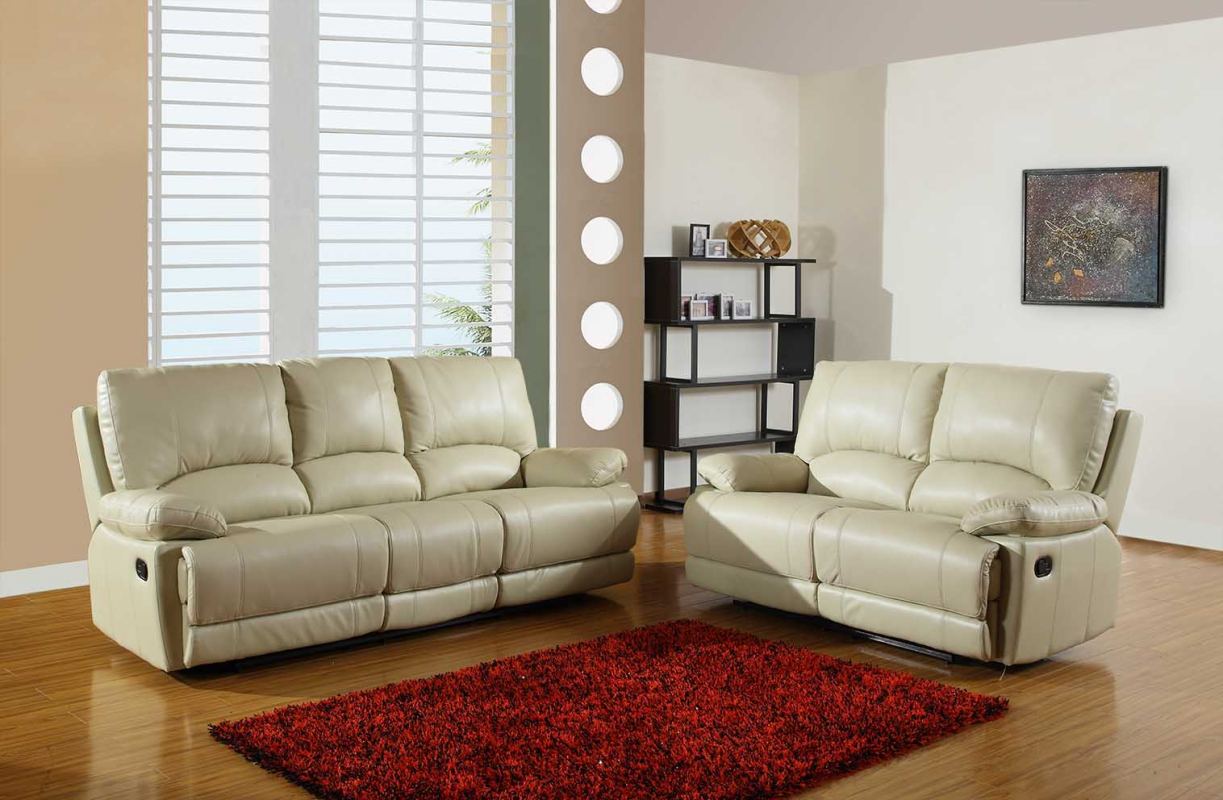 Modern Beige Leather Sofa And Loveseat By Homeroots - 343900 | Loveseats | Modishstore