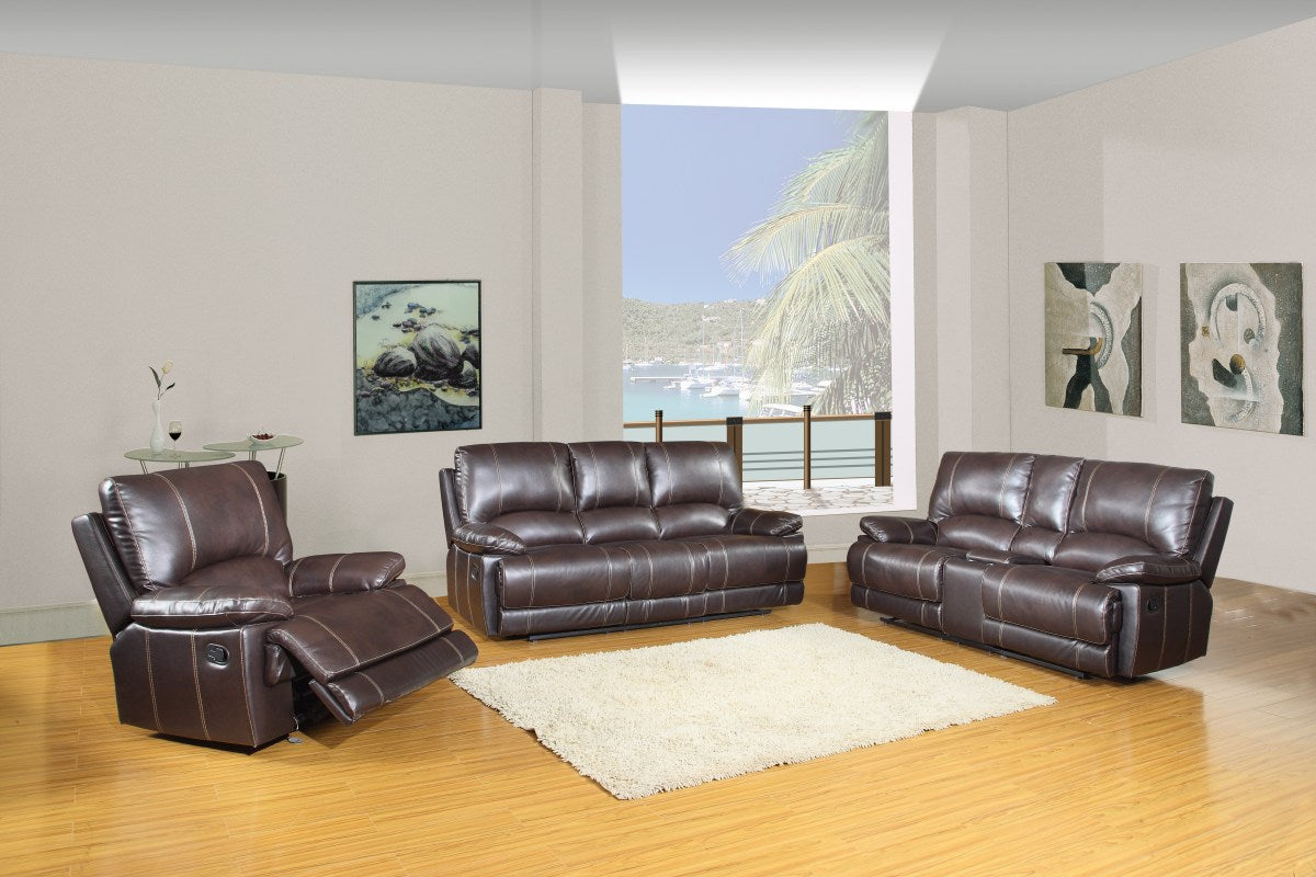 Modern Brown Sofa Set With Console Loveseat By Homeroots | Sofa Set | Modishstore