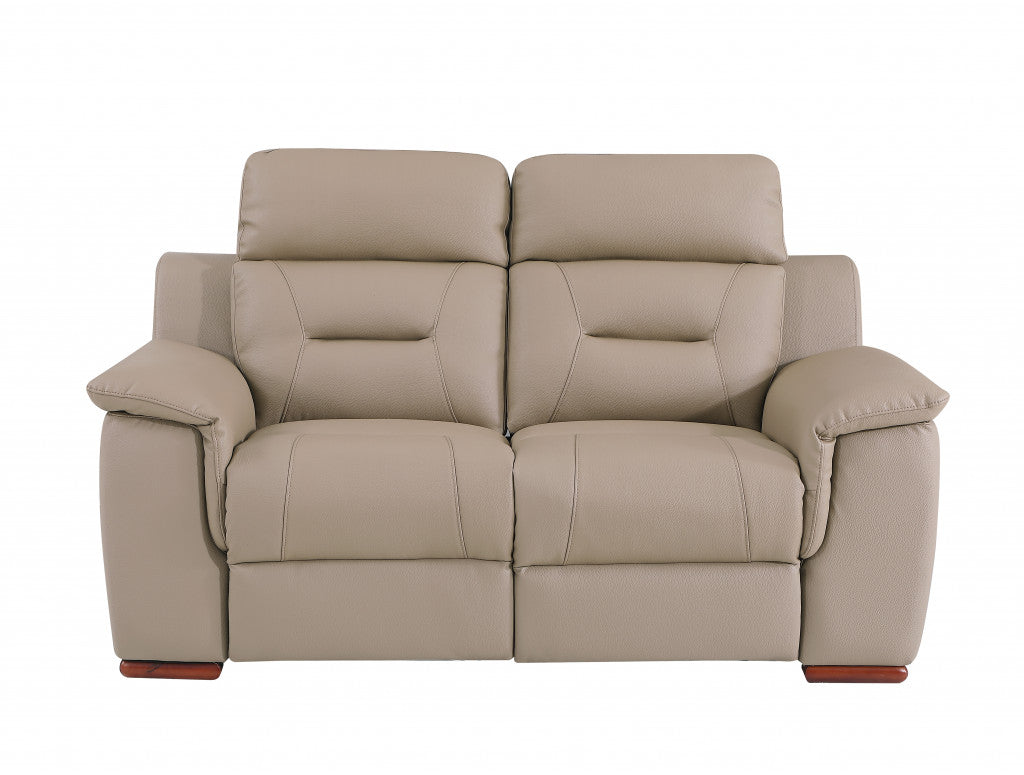 Modern Beige Leather Loveseat By Homeroots | Loveseats | Modishstore