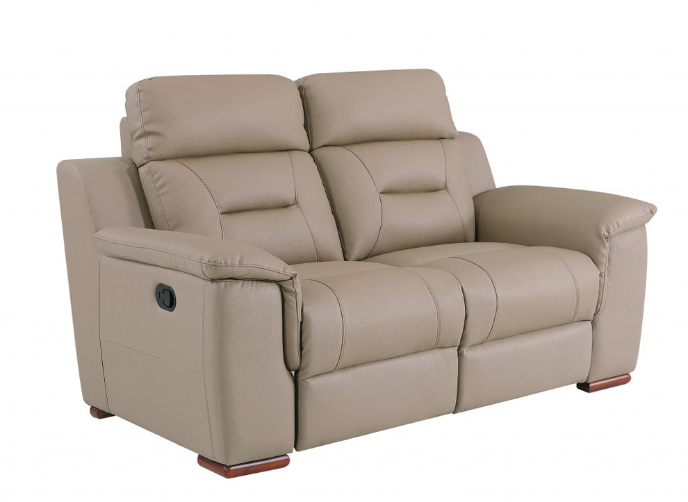 Modern Beige Leather Loveseat By Homeroots | Loveseats | Modishstore - 2