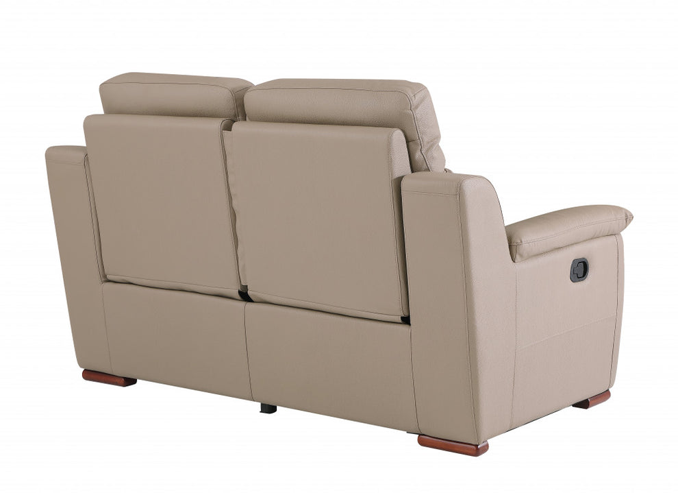 Modern Beige Leather Loveseat By Homeroots | Loveseats | Modishstore - 3