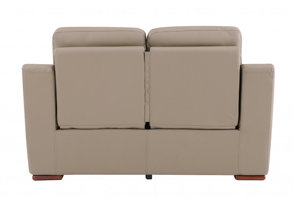 Modern Beige Leather Loveseat By Homeroots | Loveseats | Modishstore - 4