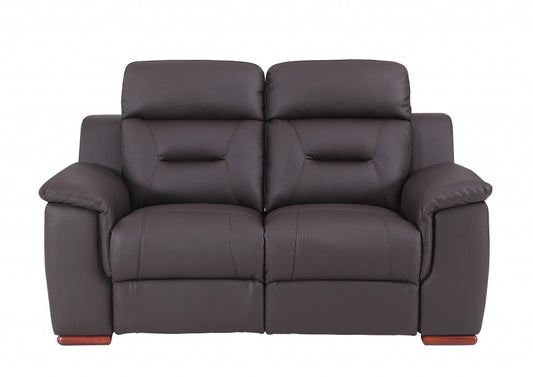 67" Brown Faux Leather Manual Reclining Love Seat By Homeroots