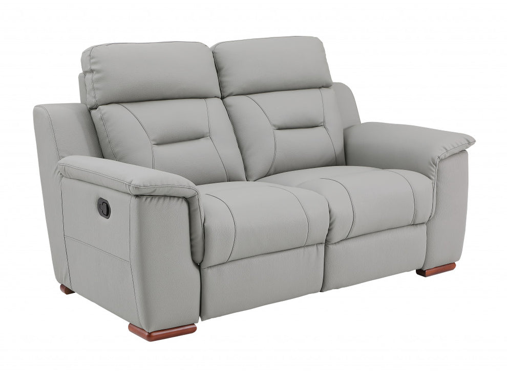 Modern Gray Leather Loveseat By Homeroots | Loveseats | Modishstore - 2