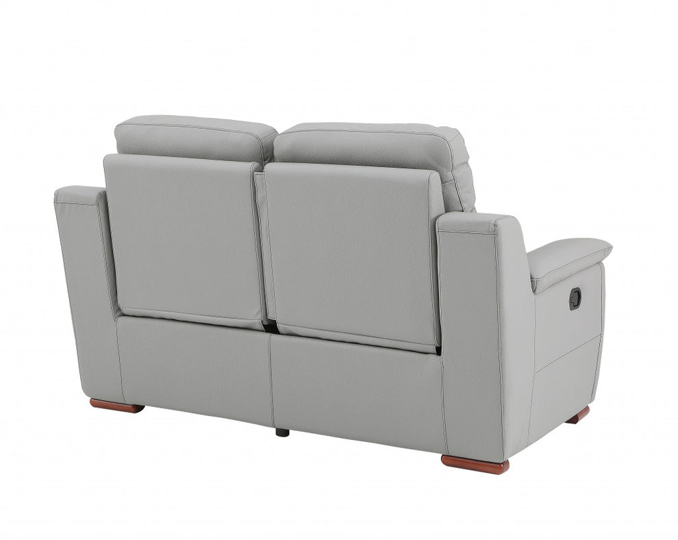 Modern Gray Leather Loveseat By Homeroots | Loveseats | Modishstore - 3