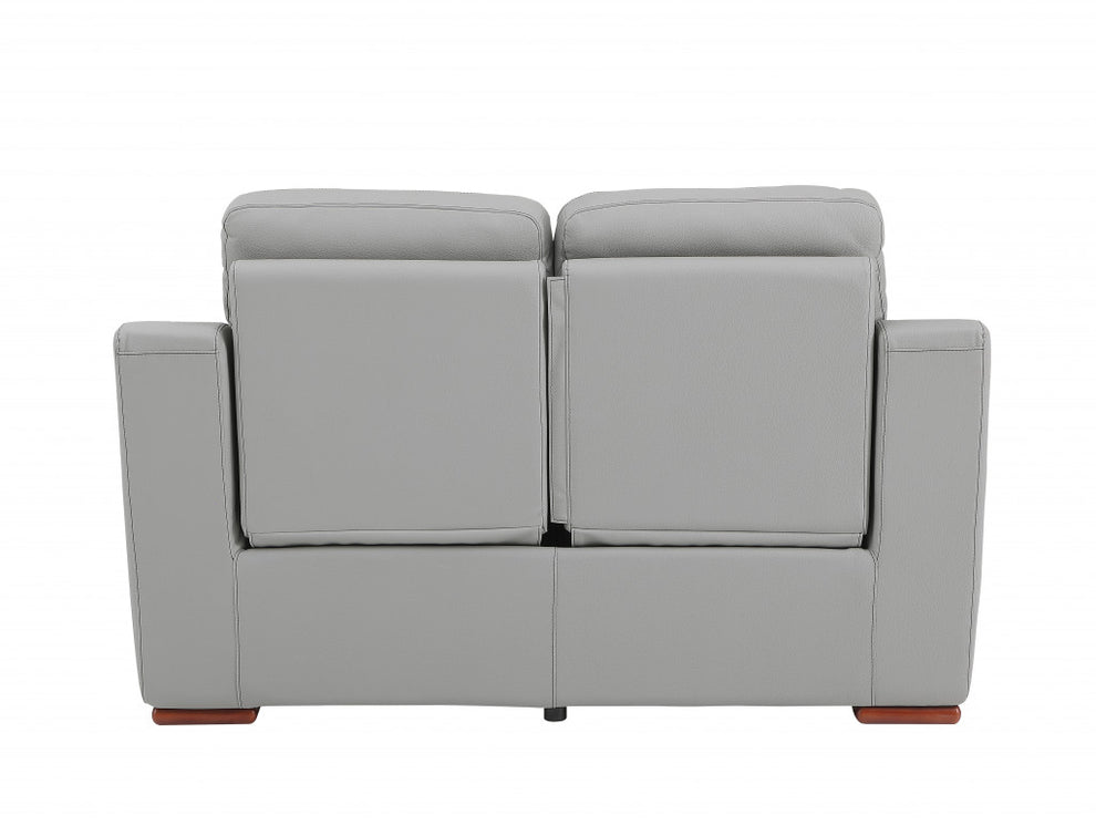 Modern Gray Leather Loveseat By Homeroots | Loveseats | Modishstore - 4