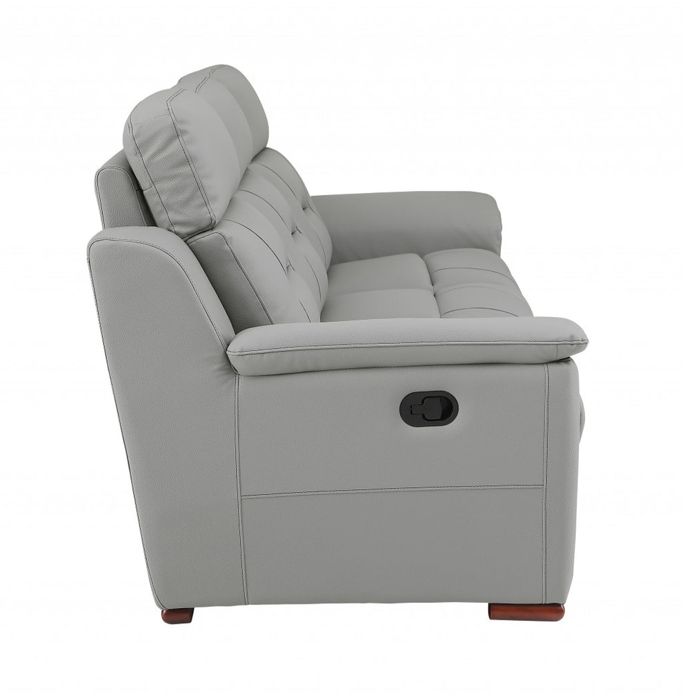 Modern Gray Leather Loveseat By Homeroots | Loveseats | Modishstore - 5